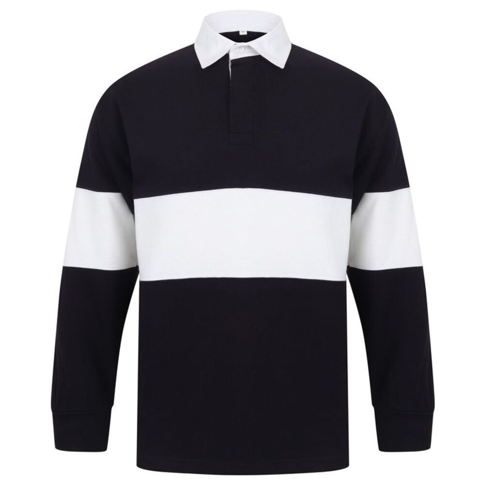 Front Row Adults Unisex Panelled Tag Free Rugby Shirt / Navy/White